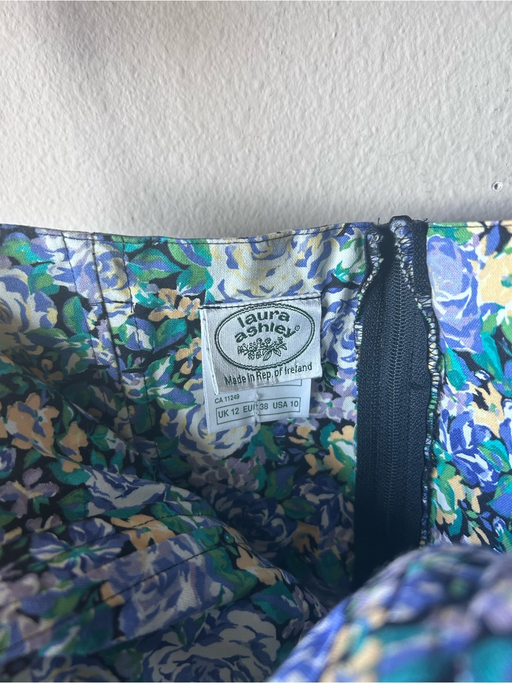 Vintage Laura Ashley Dress Strapless Blue Floral Tiered - Picture 3 of 6